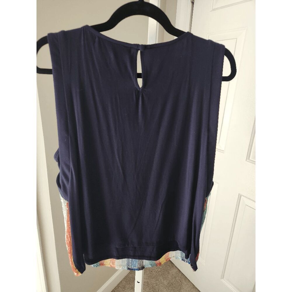 Eva Franco Coconinno Rainbow Sequin Stripe Keyhole Sleeveless Top - Medium - Picture 4 of 9